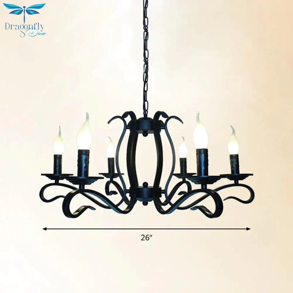 Antique Starburst Chandelier Lighting 5/6/8 Bulbs Metal Black Finish Hanging Pendant Lamp For
