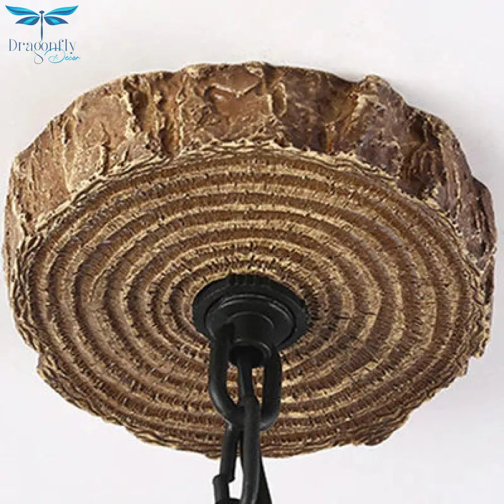 Antler Horn Chandelier Light Lodge Style 3 Lights Resin Pendant Lighting In Wood