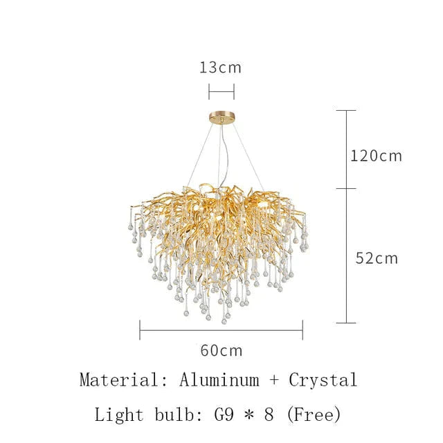 Anya - Led Crystal Chandeliers Round - 60Cm / Gold Body Warm White Chandelier