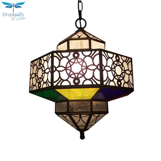 Art Deco Hollow - Out Hanging Light 3 Bulbs Metallic Chandelier Pendant Lamp In Brass