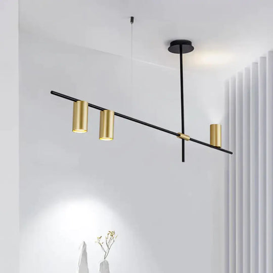 Asymmetrical Cylinder Chandelier Lighting Fixture Modern Metal 3/4/9 Heads Gold Ceiling Lamp For