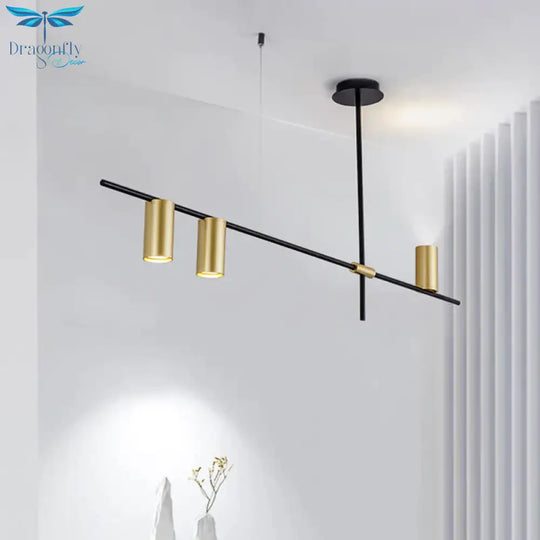 Asymmetrical Cylinder Chandelier Lighting Fixture Modern Metal 3/4/9 Heads Gold Ceiling Lamp For