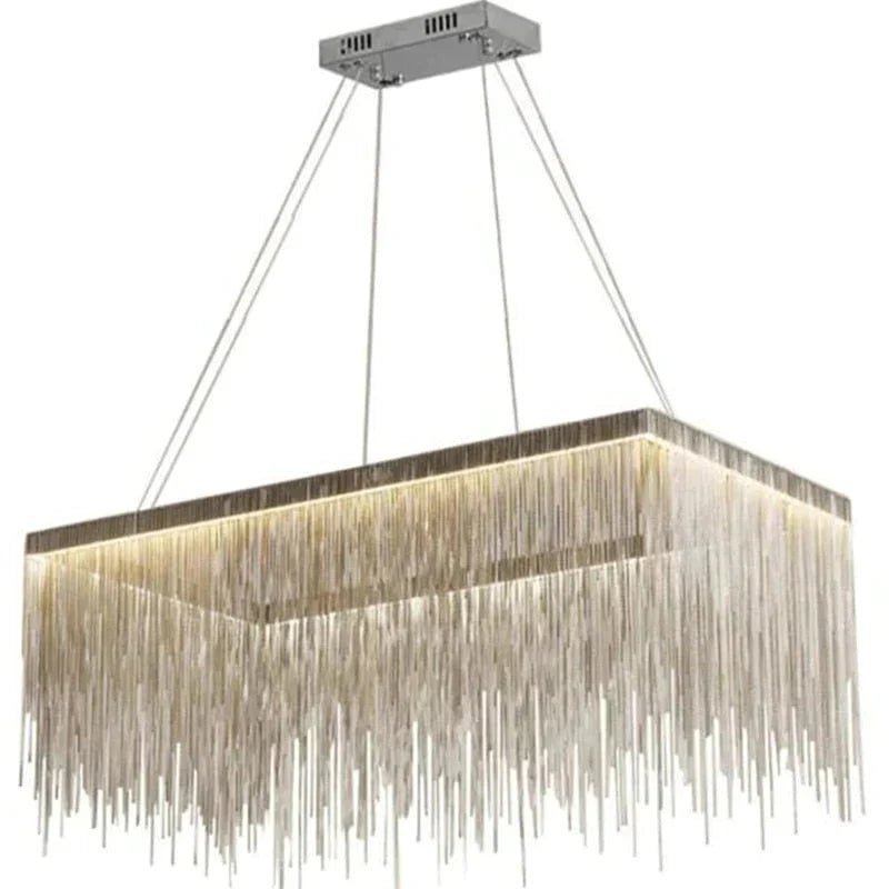 Aurora - Rectangle Led Chandelier Silver L100X40Cm / Three Color Change