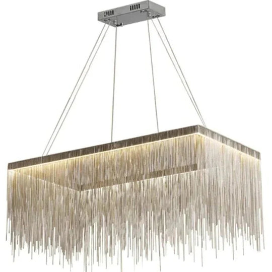 Aurora - Rectangle Led Chandelier Silver L100X40Cm / Three Color Change