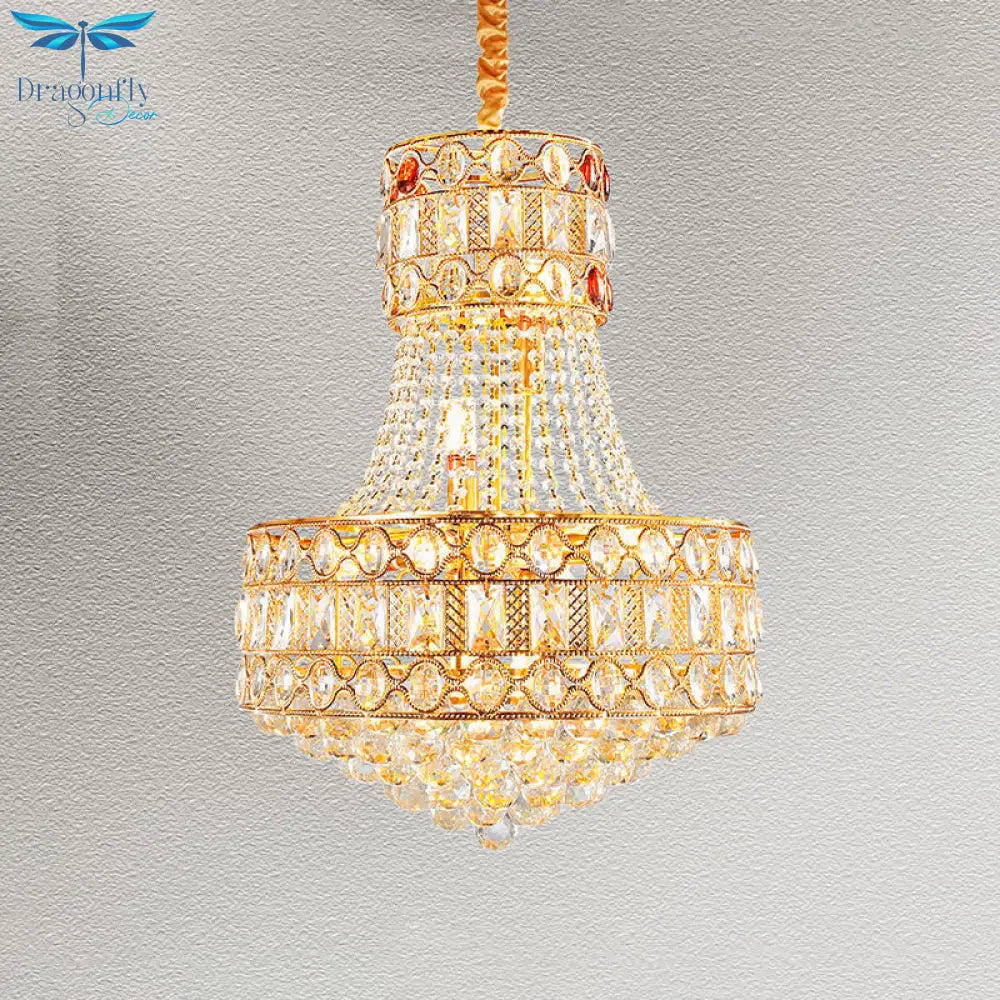 Baroque Empire Chandelier 5 Lights Crystal Suspension Lighting In Gold For Living Room