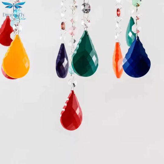 Beautiful Multi - Color Chandelier Candle 6 Lights Glass Pendant Light For Kindergarten Living Room