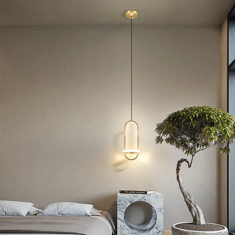 Bedside Chandelier Modern Simple Long - Line Atmosphere Lamp Golden / White Light Pendant