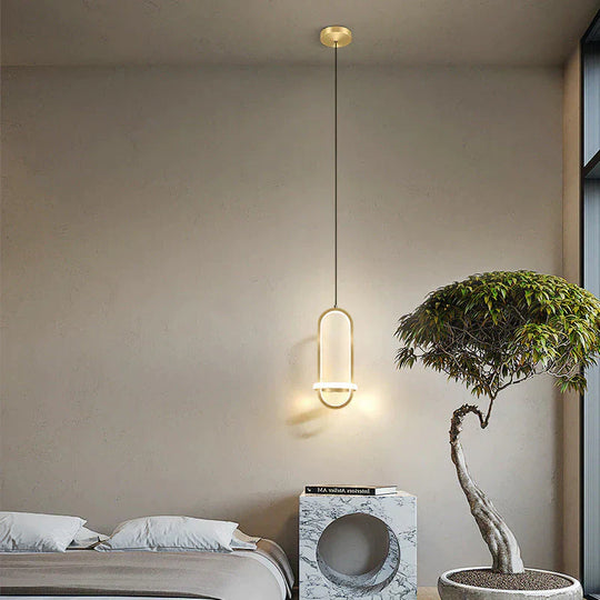 Bedside Chandelier Modern Simple Long - Line Atmosphere Lamp Golden / White Light Pendant