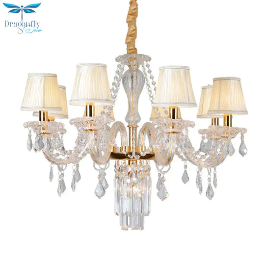 Bell/Candle Crystal Chandelier Light Vintage 8 Lights Dining Room Pendant In Gold With/Without