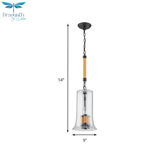 Bell Chandelier Light Traditional Clear Glass 3 Lights Dining Room Hanging Ceiling