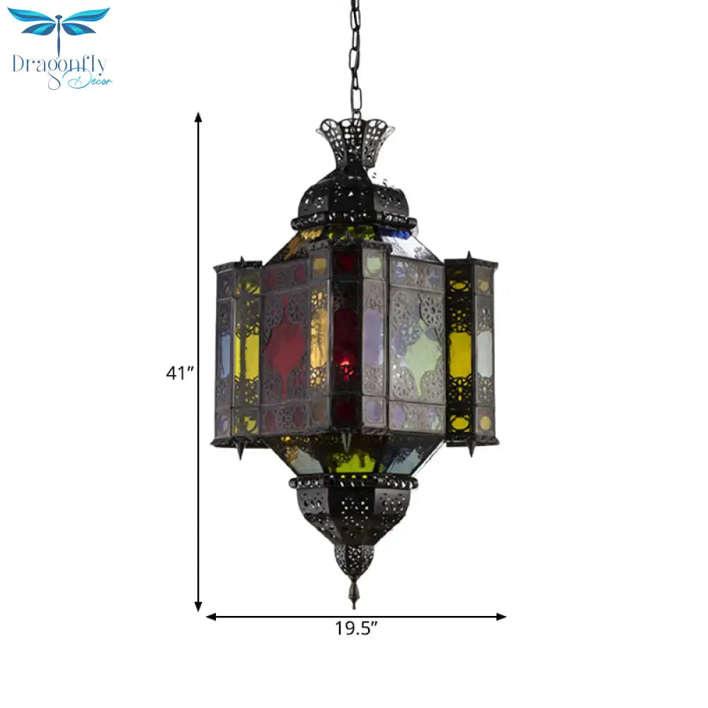Black 8 - Light Pendant Lighting Arab Style Metal Castle Chandelier Ceiling Lamp For Living Room