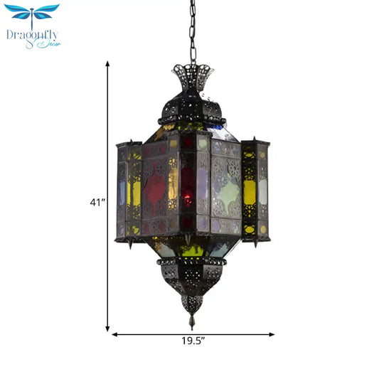 Black 8 - Light Pendant Lighting Arab Style Metal Castle Chandelier Ceiling Lamp For Living Room