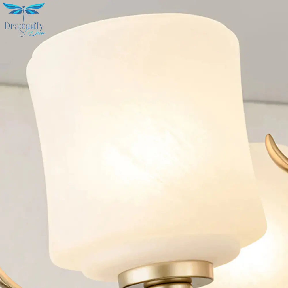 Black And Gold 6/8/10 Lights Chandelier Light Classic Opal Glass Cylinder Suspension Pendant