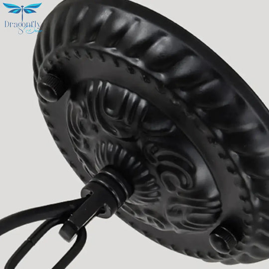 Black Candle Hanging Chandelier Traditionary Metal 3/4/5 Lights Living Room Ceiling Pendant Light
