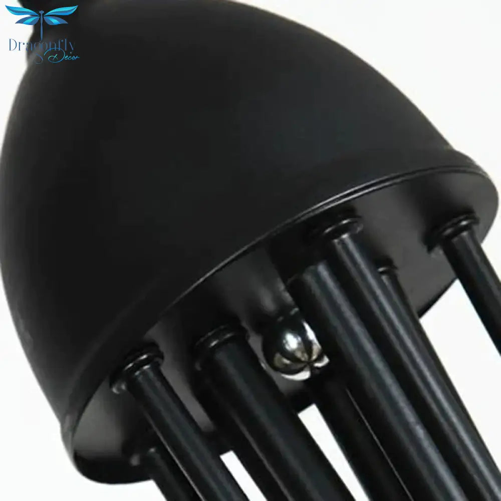 Black Cup Shape Pendant Lighting Traditional Frosted Glass 5/7 Lights Living Room Chandelier For