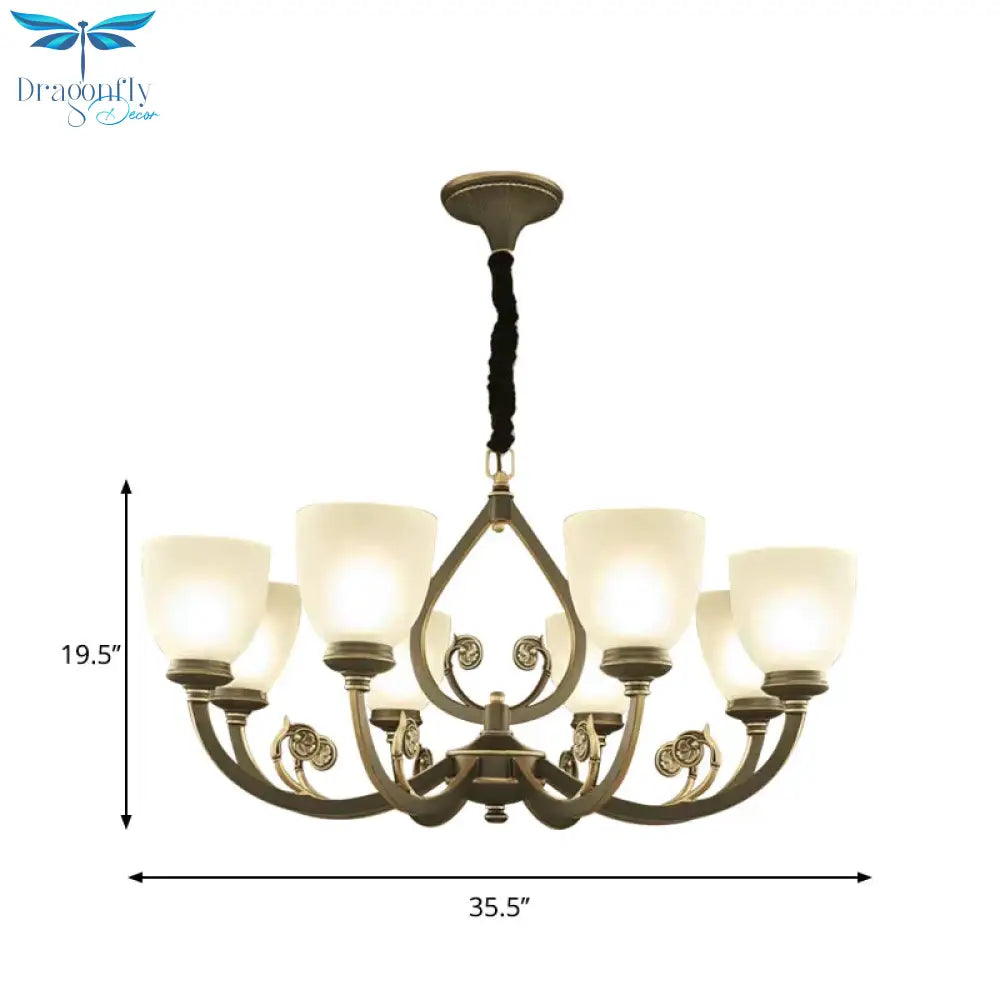 Black Curvy Arm Ceiling Pendant Light Traditional Metal 6/8 - Head Living Room Chandelier Lighting