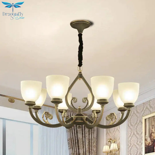 Black Curvy Arm Ceiling Pendant Light Traditional Metal 6/8 - Head Living Room Chandelier Lighting