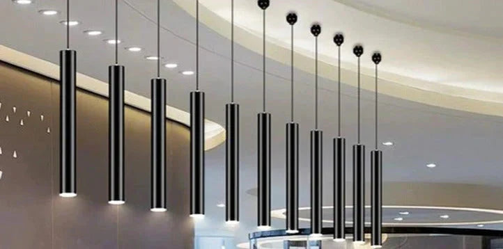 Black Industrial Pendant Lights Long Tube Hanging Lamp For Living Room Home Light Fixtures Decor