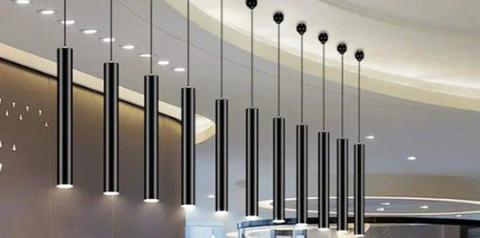 Black Industrial Pendant Lights Long Tube Hanging Lamp For Living Room Home Light Fixtures Decor