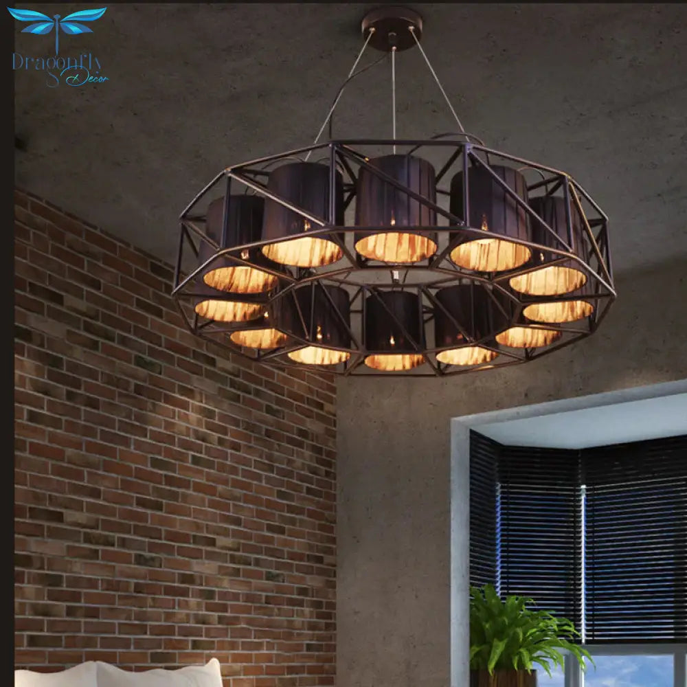Black Multi - Light Chandeliers Metal Round Vintage Hanging Fixtures For Living Room