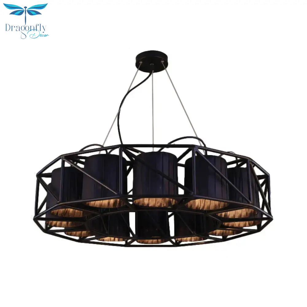 Black Multi - Light Chandeliers Metal Round Vintage Hanging Fixtures For Living Room