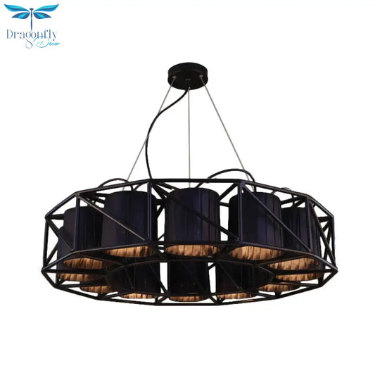 Black Multi - Light Chandeliers Metal Round Vintage Hanging Fixtures For Living Room