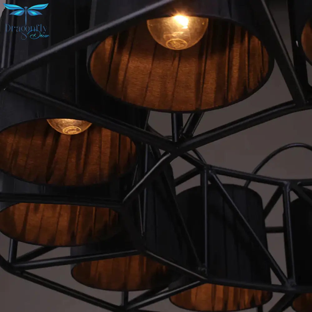 Black Multi - Light Chandeliers Metal Round Vintage Hanging Fixtures For Living Room