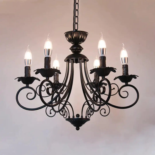 Black/White Finish Starburst Ceiling Chandelier Traditional Metal 3/6/8 Heads Living Room Pendant