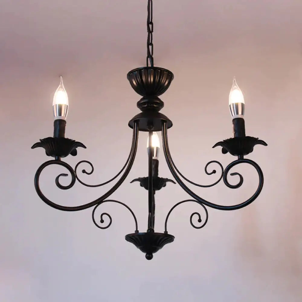 Black/White Finish Starburst Ceiling Chandelier Traditional Metal 3/6/8 Heads Living Room Pendant