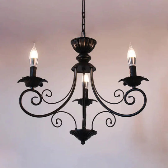 Black/White Finish Starburst Ceiling Chandelier Traditional Metal 3/6/8 Heads Living Room Pendant