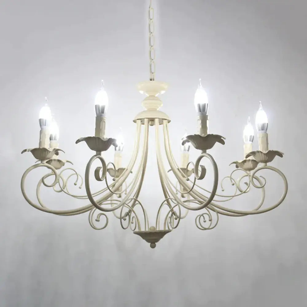 Black/White Finish Starburst Ceiling Chandelier Traditional Metal 3/6/8 Heads Living Room Pendant