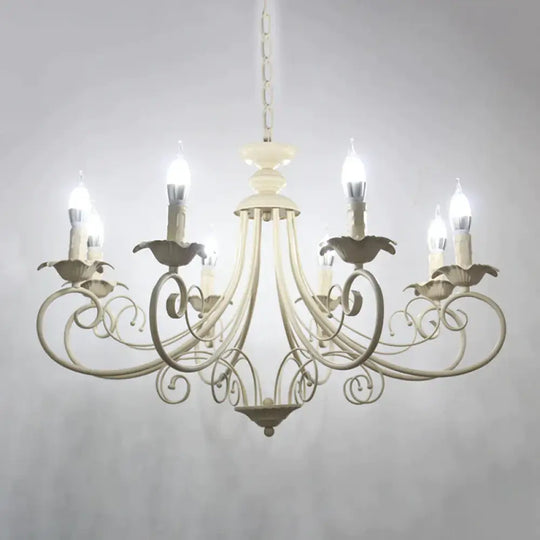 Black/White Finish Starburst Ceiling Chandelier Traditional Metal 3/6/8 Heads Living Room Pendant
