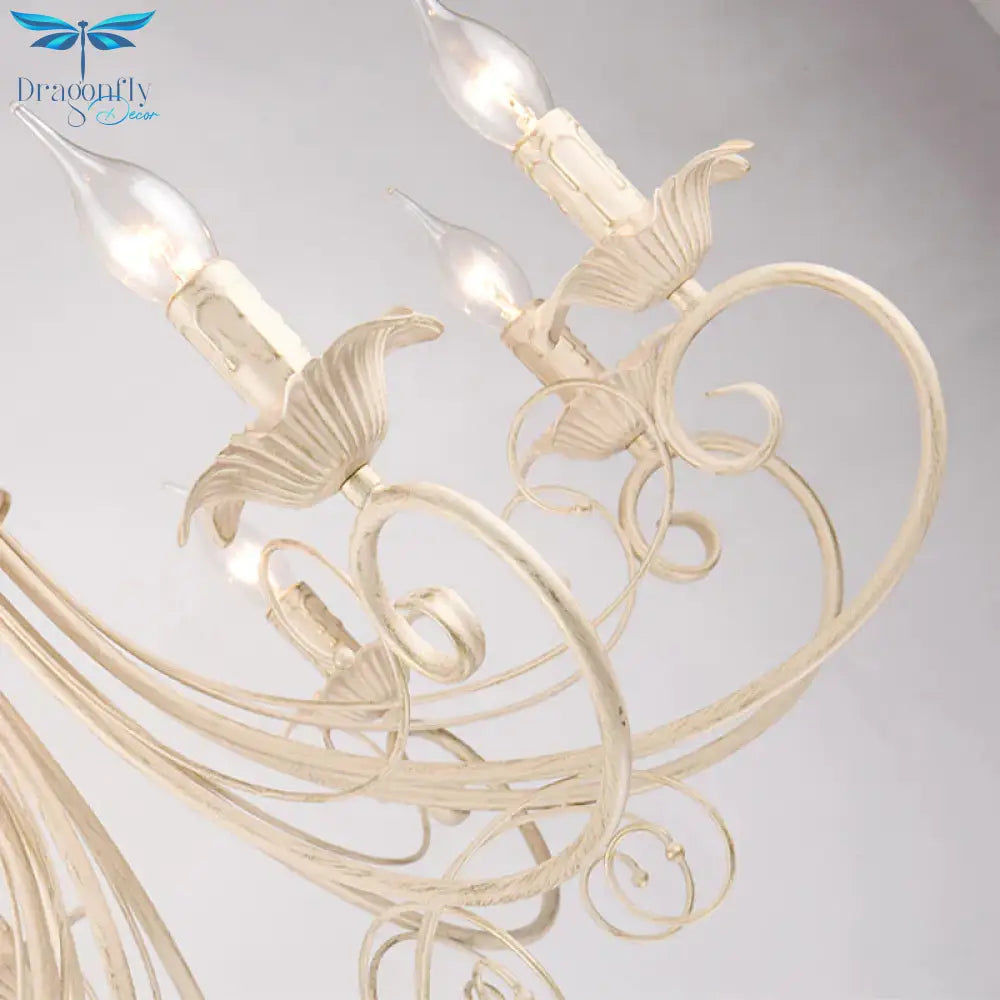 Black/White Finish Starburst Ceiling Chandelier Traditional Metal 3/6/8 Heads Living Room Pendant