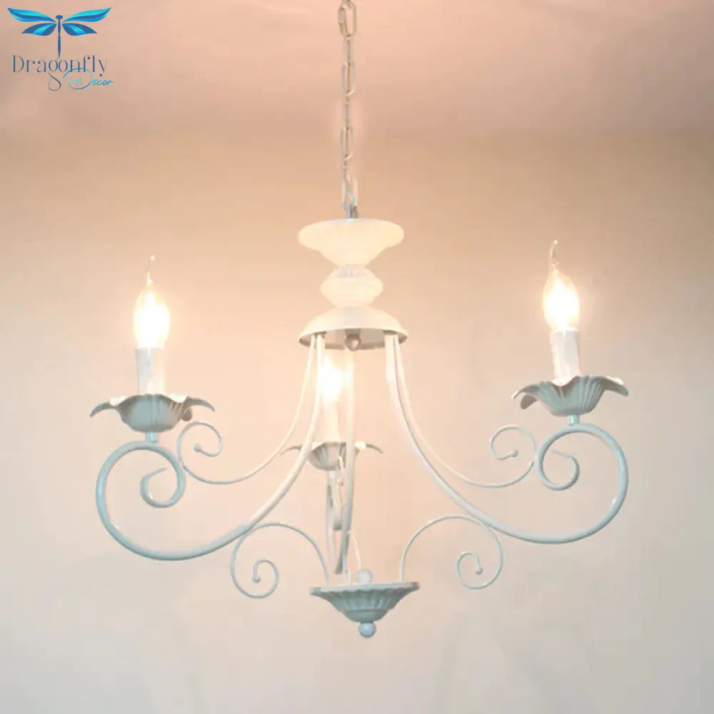 Black/White Finish Starburst Ceiling Chandelier Traditional Metal 3/6/8 Heads Living Room Pendant