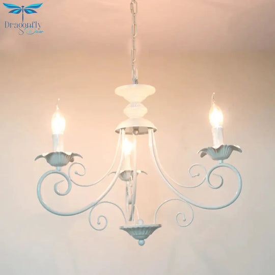 Black/White Finish Starburst Ceiling Chandelier Traditional Metal 3/6/8 Heads Living Room Pendant
