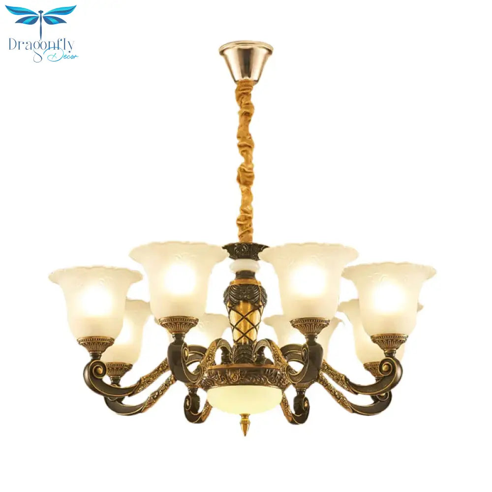 Blossom Frosted Glass Pendant Chandelier Vintage Style 6/8 Bulbs Guest Room Suspended Lighting