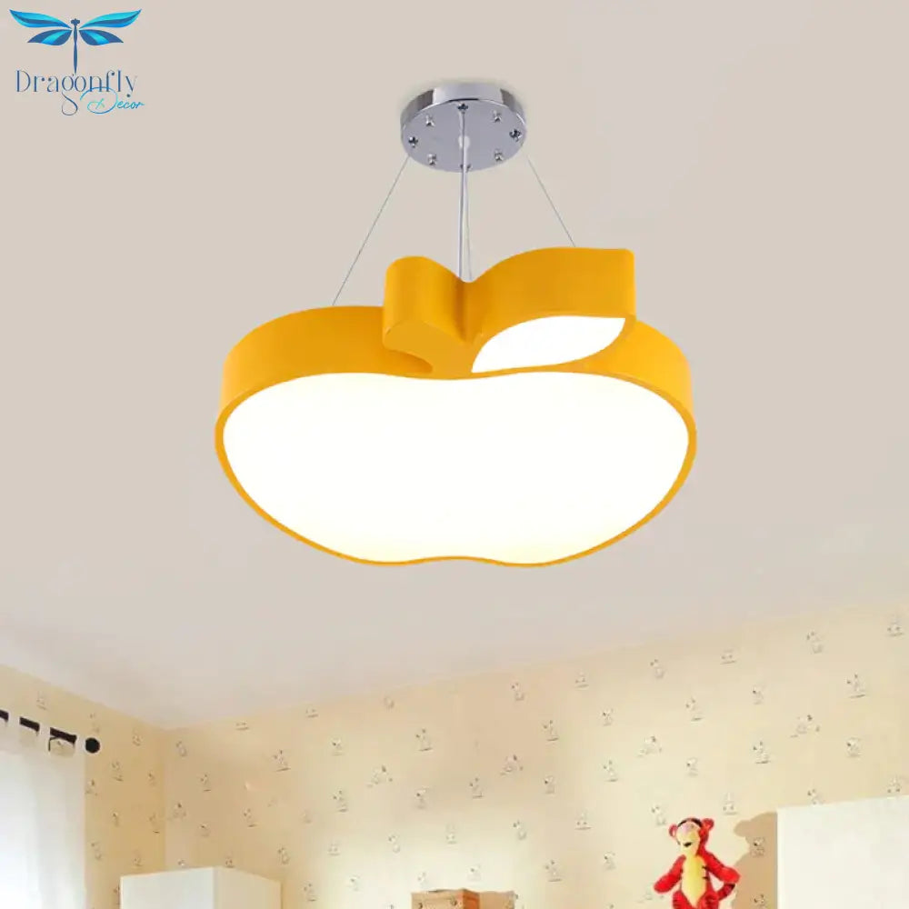 Blue/Yellow/Green Apple Ceiling Pendant Simplicity Led Acrylic Chandelier Lighting For Kids Room