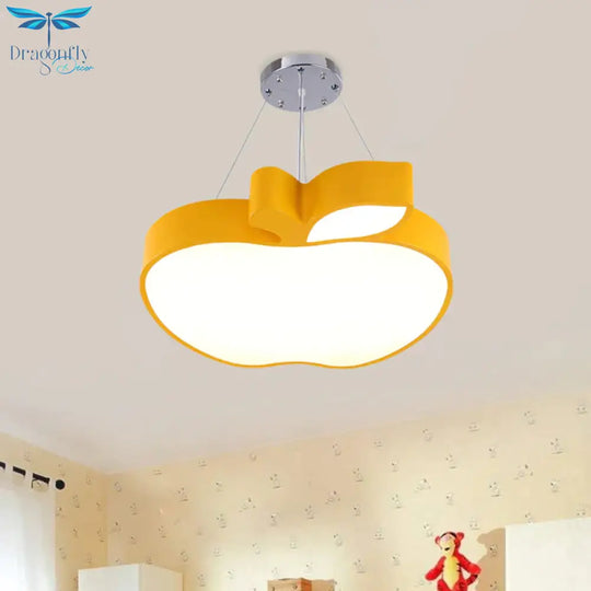 Blue/Yellow/Green Apple Ceiling Pendant Simplicity Led Acrylic Chandelier Lighting For Kids Room