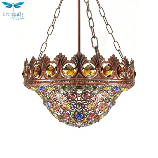 Bohemian Brass Bowl Dining Room Suspension Metal Chandelier Pendant Light