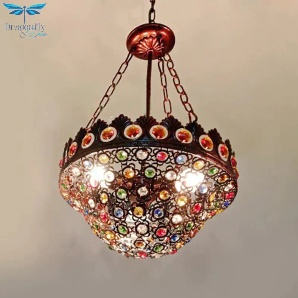 Bohemian Brass Bowl Dining Room Suspension Metal Chandelier Pendant Light