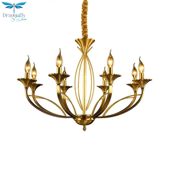 Branch Metal Hanging Chandelier Retro 8 Heads Brass Ceiling Pendant Light For Living Room