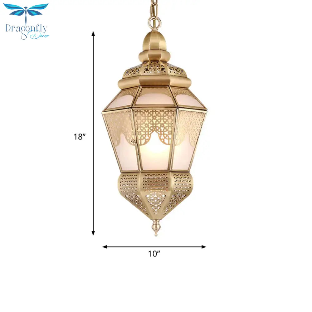 Brass 2 Lights Hanging Ceiling Light Arab Style Metal Lantern Chandelier Lighting For Coffee Shop