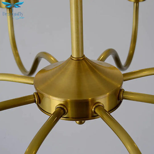Brass 3/5 Lights Chandelier Light Fixture Traditional Clear Glass Flower Pendant Lamp
