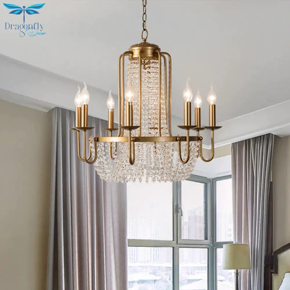 Brass 6/8/10 Lights Chandelier Simple Crystal Candle - Style Suspension Pendant Light For Living