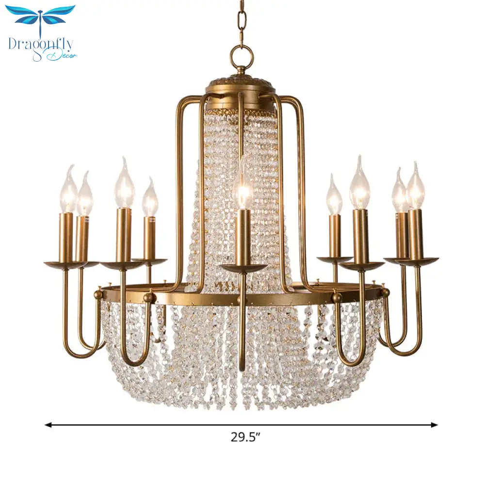 Brass 6/8/10 Lights Chandelier Simple Crystal Candle - Style Suspension Pendant Light For Living