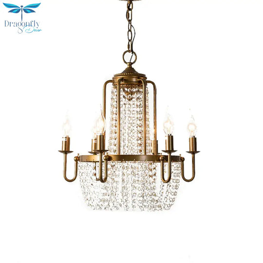 Brass 6/8/10 Lights Chandelier Simple Crystal Candle - Style Suspension Pendant Light For Living