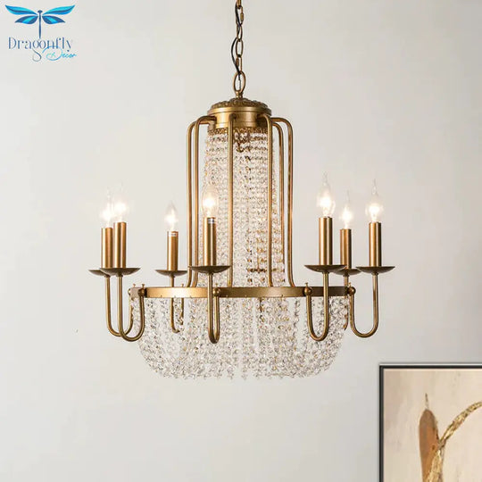 Brass 6/8/10 Lights Chandelier Simple Crystal Candle - Style Suspension Pendant Light For Living
