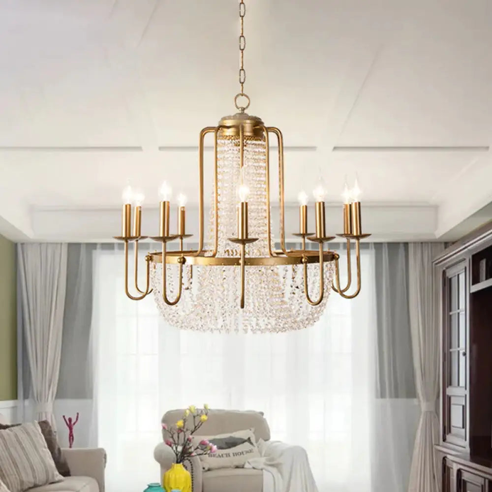 Brass 6/8/10 Lights Chandelier Simple Crystal Candle - Style Suspension Pendant Light For Living