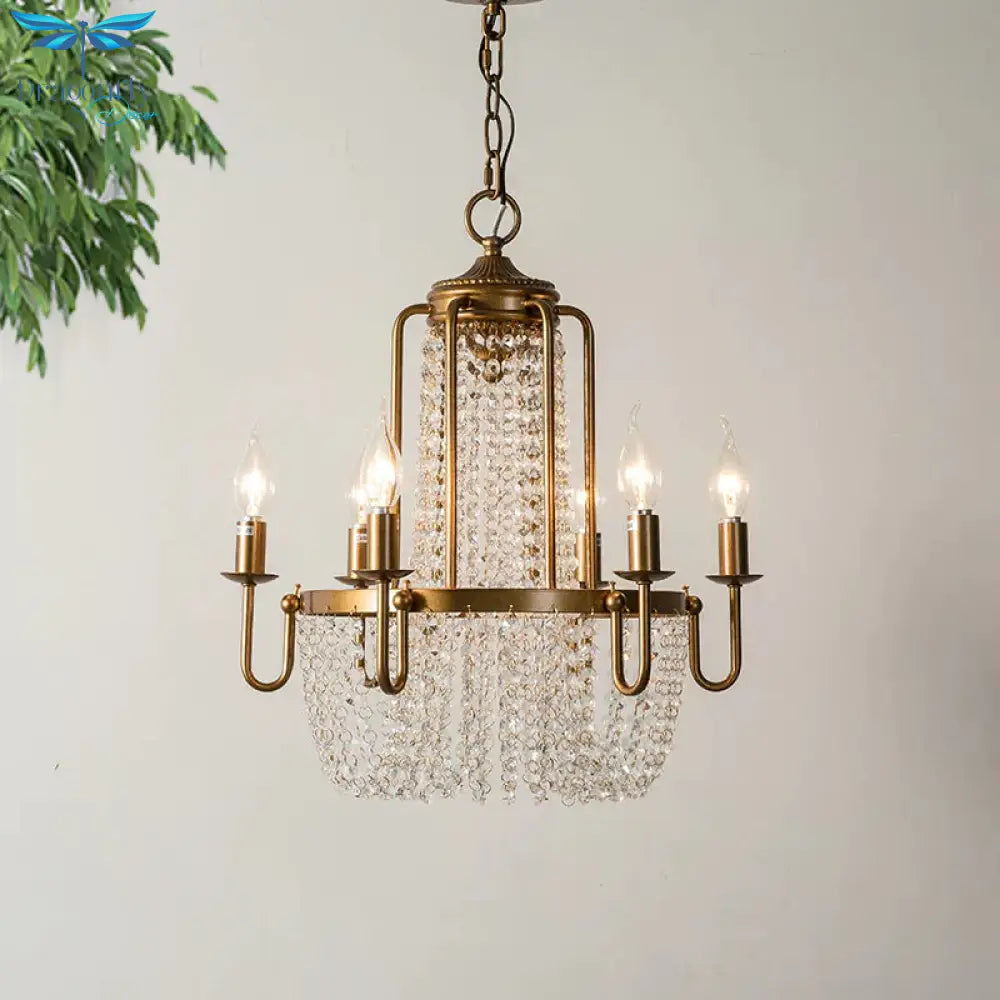 Brass 6/8/10 Lights Chandelier Simple Crystal Candle - Style Suspension Pendant Light For Living