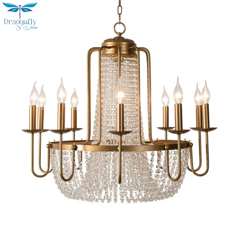 Brass 6/8/10 Lights Chandelier Simple Crystal Candle - Style Suspension Pendant Light For Living